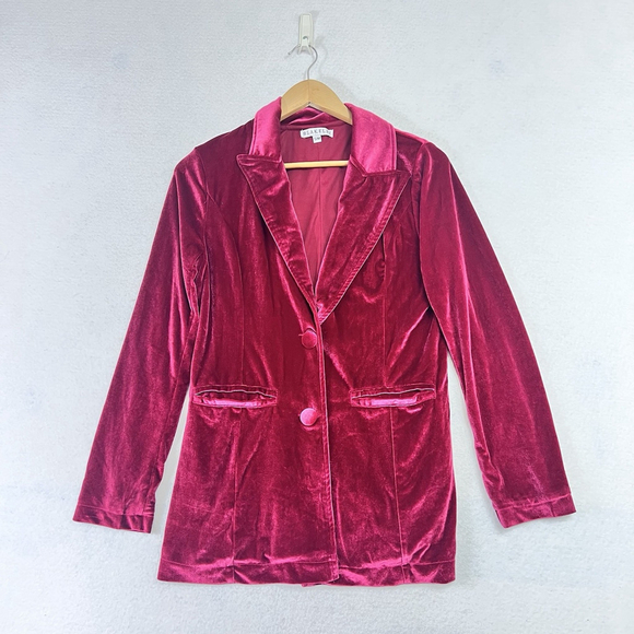 Blakeley Velvet Blazer Everything We Knew Velvet Size S/M Red Holiday Preppy Y2K - Picture 1 of 14
